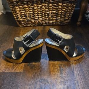 IN BOX Michael Kors Black Wedge Sandals 7.5